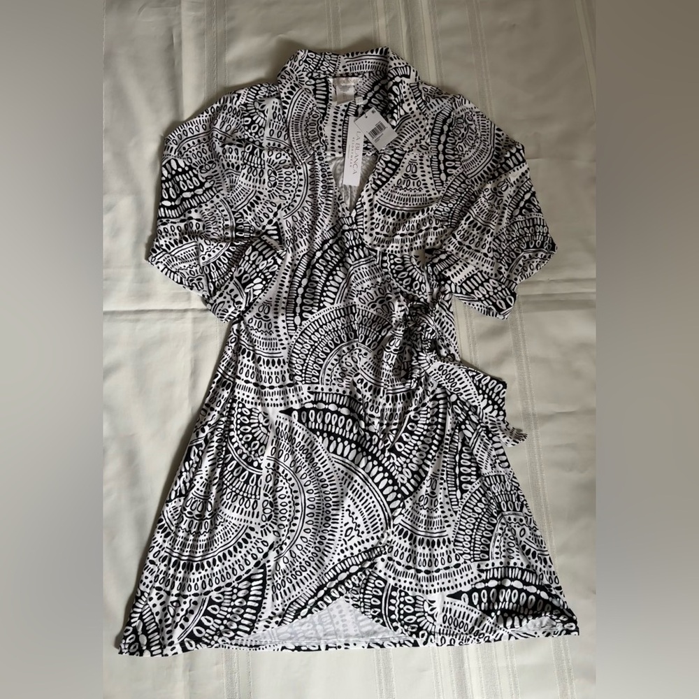 La Blanca Black and White Printed Mini Dress - Picture 6 of 14
